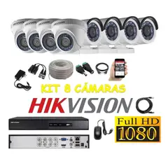 HIKVISION - Kit 8 Cámaras Seguridad FULLHD + Cable