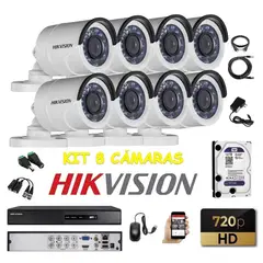 HIKVISION - Kit 8 Cámaras Seguridad Tubo Exterior HD 1tb
