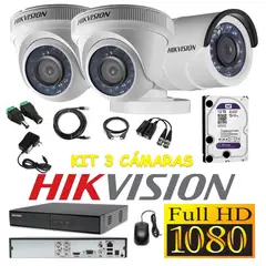 HIKVISION - Kit 3 Cámaras Seguridad FULLHD 1tb