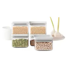 HYGGE - Set de 4 Contenedores Rectangular Apilable 425 ml
