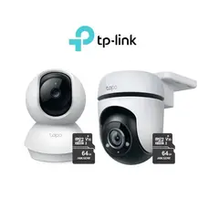 TP LINK - Kit de Cámara de Seguridad 2K Tapo C210 + Tapo C510W + Micro SD 64 gb - Tplink