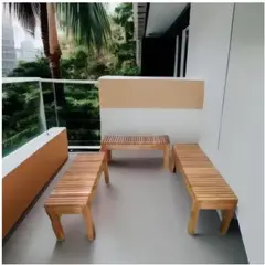 GENERICO - Set de Terraza Banca OMEGA en Madera Tornillo Silla de Terraza Jardin