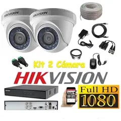 HIKVISION - Kit 2 Cámaras Seguridad Domo interior FULLHD + Cable