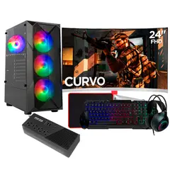 AMD - Computadora PC GAMER RYZEN 7 5700G RAM 32GB SSD 1TB MONITOR CURVO 24" FULL HD