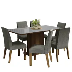 MADESA - Juego de Comedor Alexis con 6 Sillas - Tablero de Madera y Cristal