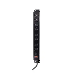 OPALUX - Power Rack Metal 8 Tomas Planas 10Amp 2Mts. 14 Awg Negro 14-550M-2M