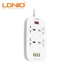 LDNIO - Extensión Tomacorriente 4 Power Socket SC4407 Blanco USB QC 3.0