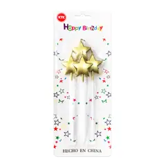 KTK - Velas Dorada de Estrella para Cumpleaños Set de 4