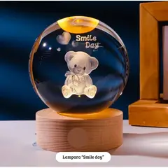 GENERICO - Lampara Bola de Cristal USB - Osito Smile Day 6 cm