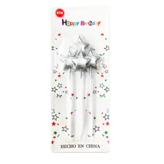 KTK - Velas Plateada de Estrella para Cumpleaños Set de 4