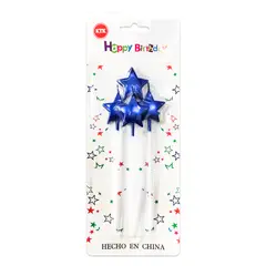 KTK - Velas Azul de Estrella para Cumpleaños Set de 4