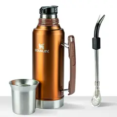 STANLEY - Termo de Bebida Mate System Dorado Stanley 1.2l + Bombilla Negro