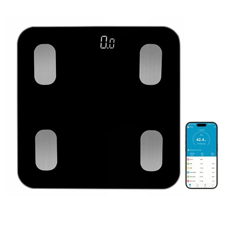 Balanza digital de vidrio templado Bluetooth Inteligente Controla salud desde app 180KG JR-B90H