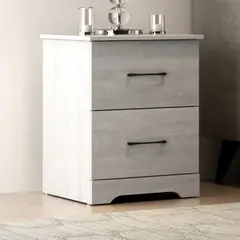 TU MESITA - Velador Mesa de Noche Kenia color Ceniza 2 cajones TU MESITA