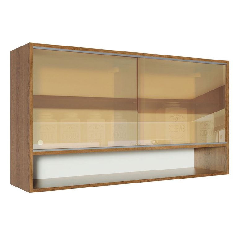 Alacena de Cocina Glamy 120 cm 2 Puertas Corredizas de Cristal Reflex