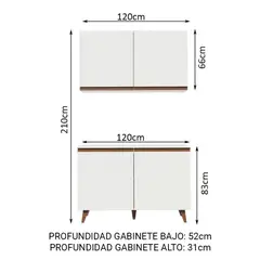 MADESA - Kit 2 Muebles de Cocina Alacena y Mostrador Reims 120 cm