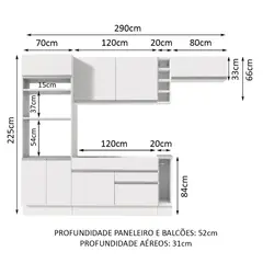 MADESA - Mueble de Cocina Integral Safira 290 cm - Con Encimera 14