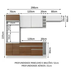MADESA - Mueble de Cocina Integral Safira 290 cm - Con Encimera