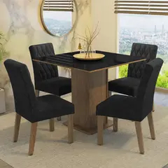 MADESA - Juego de Comedor Anaju 4 Sillas Oxford - Tablero de Madera y Cristal