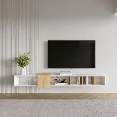 VENTITAS HOME - Mesa de TV Flotante 70” Paulette Color Blanco y Duna