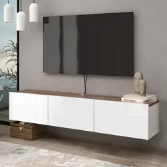 VENTITAS HOME - Mesa de TV Flotante 65” Lucile Blanco Brillante y Gales