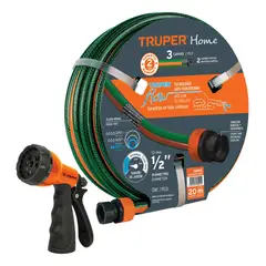 TRUPER - Combo manguera 20 metros + pistola de riego 8 funciones