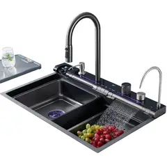 HIGRILL - Lavadero Multifuncional deluxe con 7 teclas y luz led acero inox 304