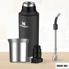 STANLEY - Termo de Bebida Mate System 800 Ml + Bombilla Negro