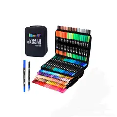 GENERICO - Plumones Dual Brush 168pz Dibujo Escolar Profesional Kawai