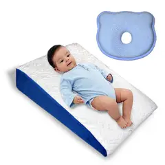 TERAFLEX - COJIN ANTIREFLUJO + ALMOHADA ANTICABEZA PLANA BEBÉ CELESTE