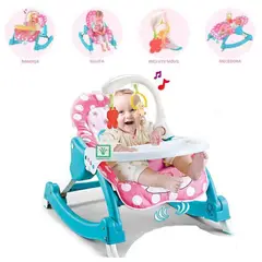 IDEAL BABY & KIDS - Silla de Comer Mecedora 3 en 1 Vibrador y Toys Rosado