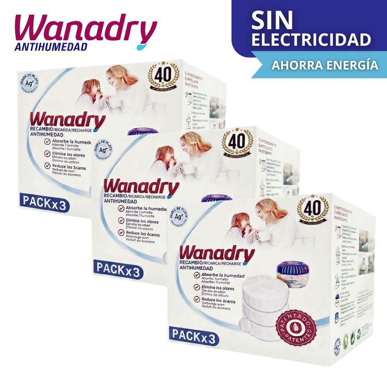 Repuesto antihumedad WANADRY pack x 9 Tabletas