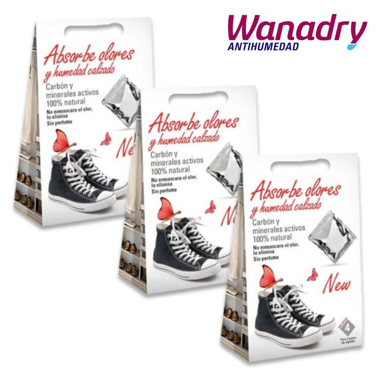 Absorbente de olores y humedad de calzado pack x 3 und