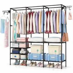 MINARI - Ropero Perchero Organizador Armario Closet 3 Cuerpos Negro 71P
