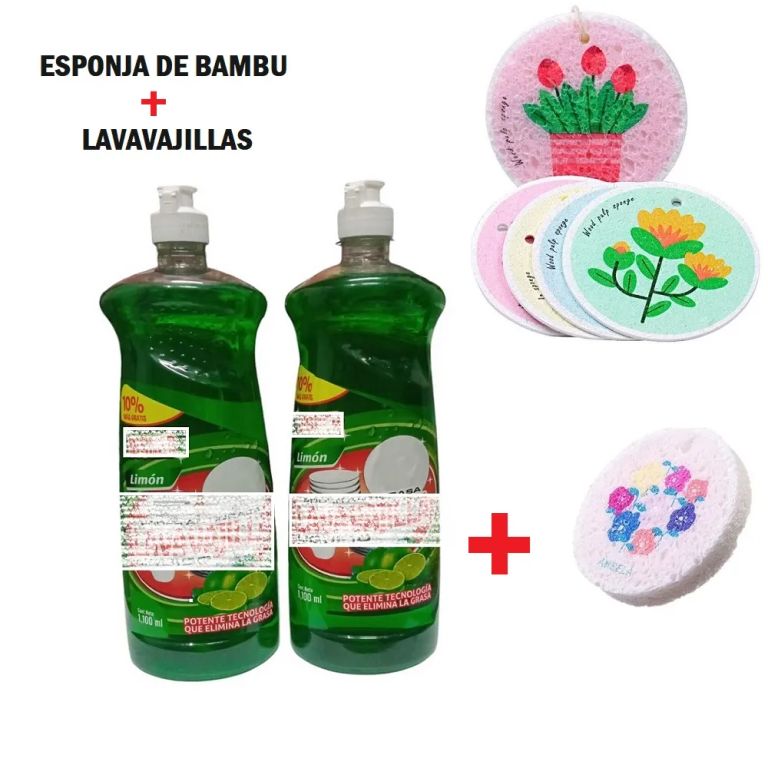Lavavajillas Liquido botella de 1100ML de limón + 1 Esponja