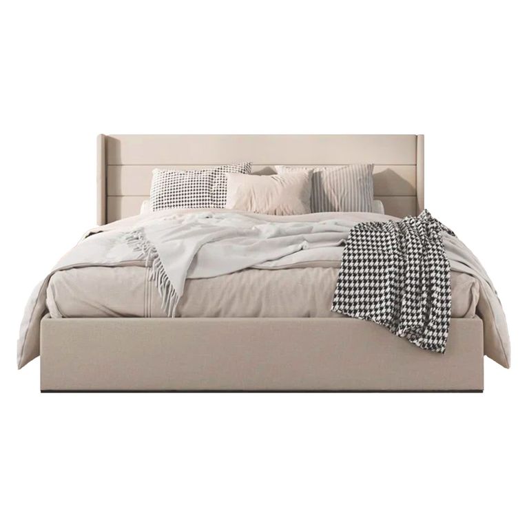Cama Tapizada Listón Venus Beige Queen