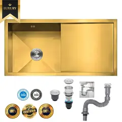 XM - Lavadero de Cocina de Lujo Acero Inox ULS07-10050 Nano Dorado