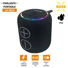 LIDIMI - Parlante Bluetooth Portable RGB X-BASS Subwoofer IPX6 LD-S814