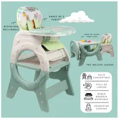 GENERICO - SILLA CARPETA 4 EN 1 DONNA COMEDOR PARA BEBES VERDE