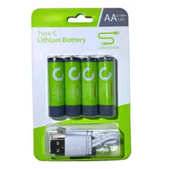 CAFINI - Pack de 4 Pilas Recargables AA 1.5V tipo c