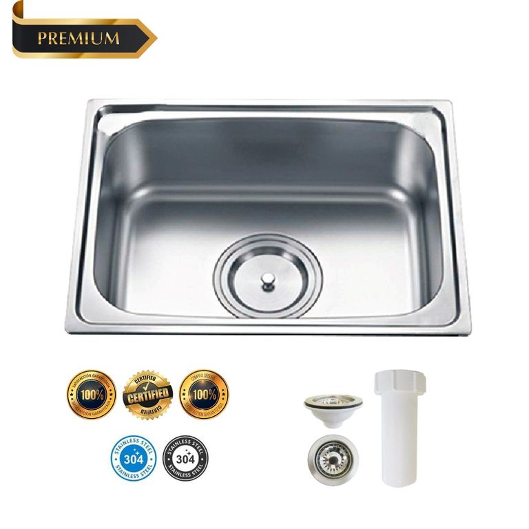 Lavadero para cocina de 1 Poza de Acero Inoxidable 304 60cm x 45 cm