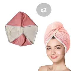 GENERICO - Pack x 2 Toallas rosadas microfibra para cabello