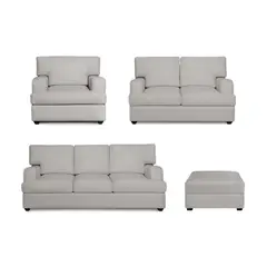 GENERICO - Juego de Sala Athina 3-2-1 + Banqueta Gris Plata