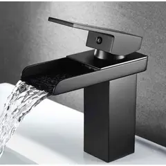 GENERICO - Grifo Caño Mezcladora Monomando Cascada Negro Mate de acero inoxidable