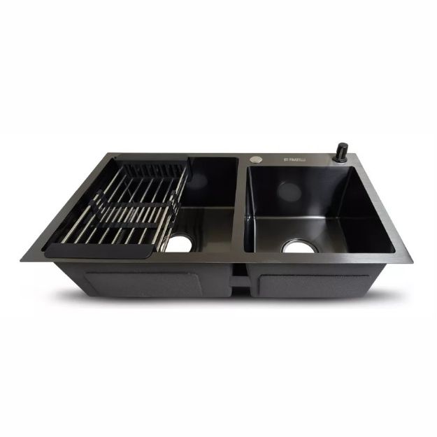 LAVADERO DE COCINA ACERO NEGRO 2 POZAS UL35-7843