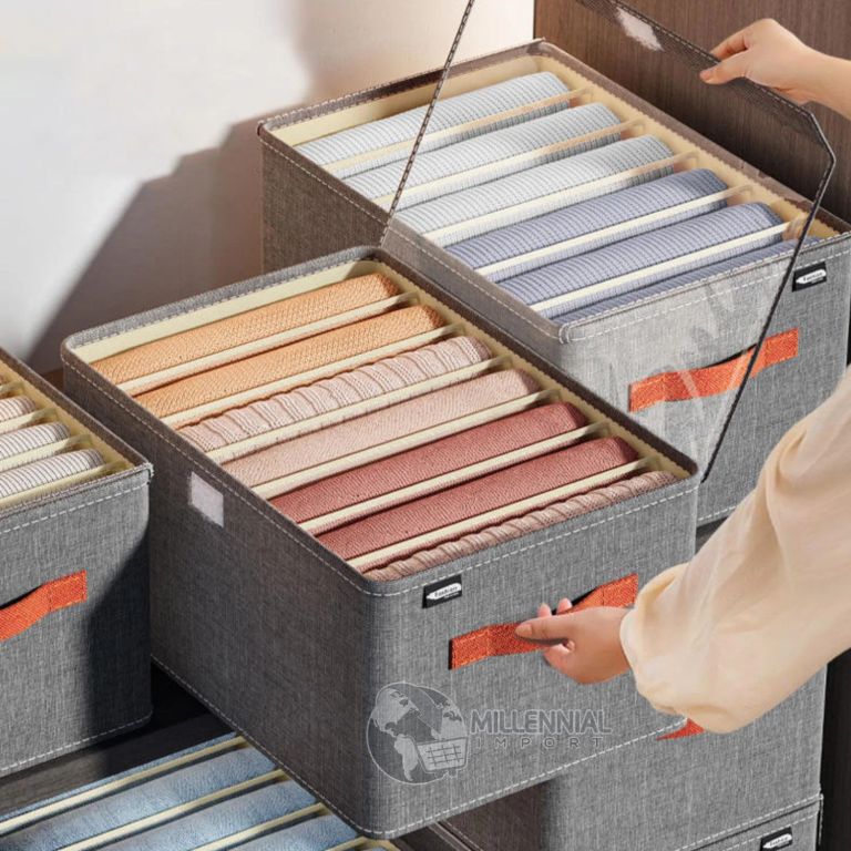 Caja De Almacenamiento De Ropa Organizadoras Plegable Con Tapa y divisiones
