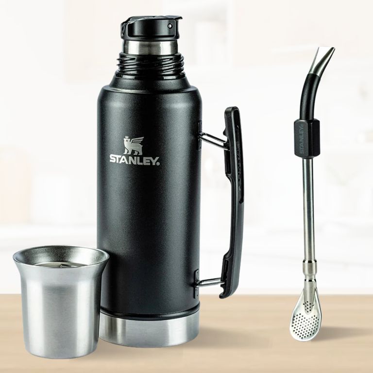 Termo de Bebida Mate System Stanley 1.2 L + Bombilla Negro