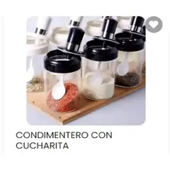GENERICO - SET DE 3 CONDIMENTEROS CON CUCHARITA
