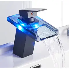 PGW - Grifo Monocomando Led - Cascada - Negro - Para Mueble