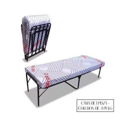 Cama Plegable 1 Plaza + Colchón 4 Pulg